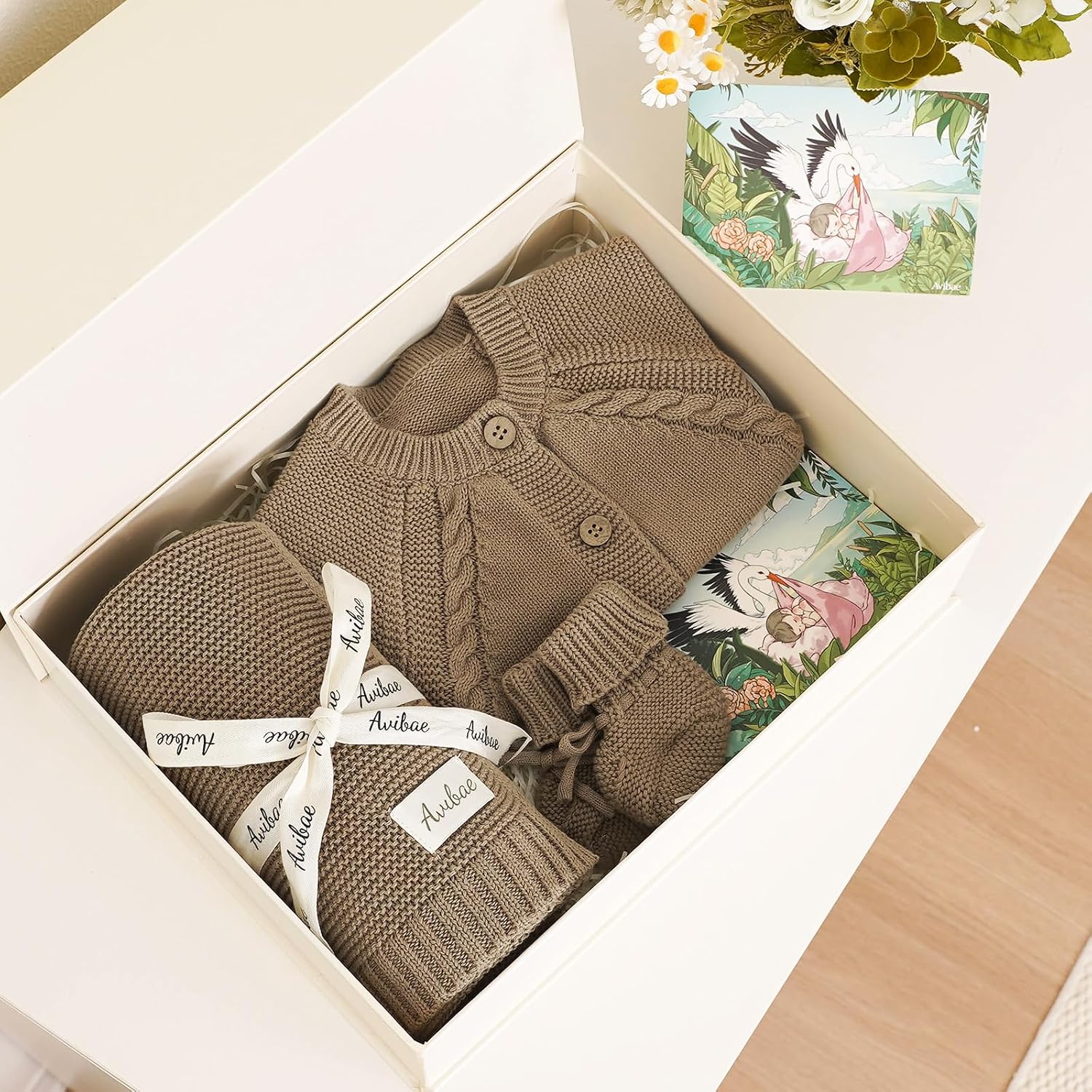 Avibae Baby Cotton Three-Piece Set, Outfit, Blanket and Shoes, Cozy Gift for Newborn Infant Boys and Girls