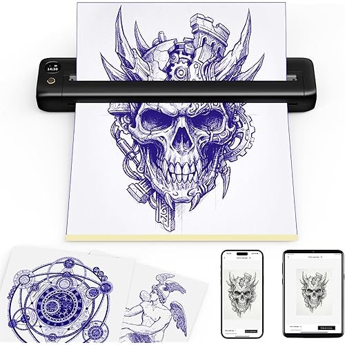 Rongta F81S Tattoo Printer for Artists, Includes 5 Sheets of Tattoo Paper, Black