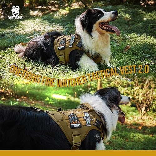 Miniatura 6 de OneTigris FIRE Watcher 2.0 - Arnés táctico para perro, con asa, arnés militar para perros grandes y medianos, chaleco para perro de servicio sin