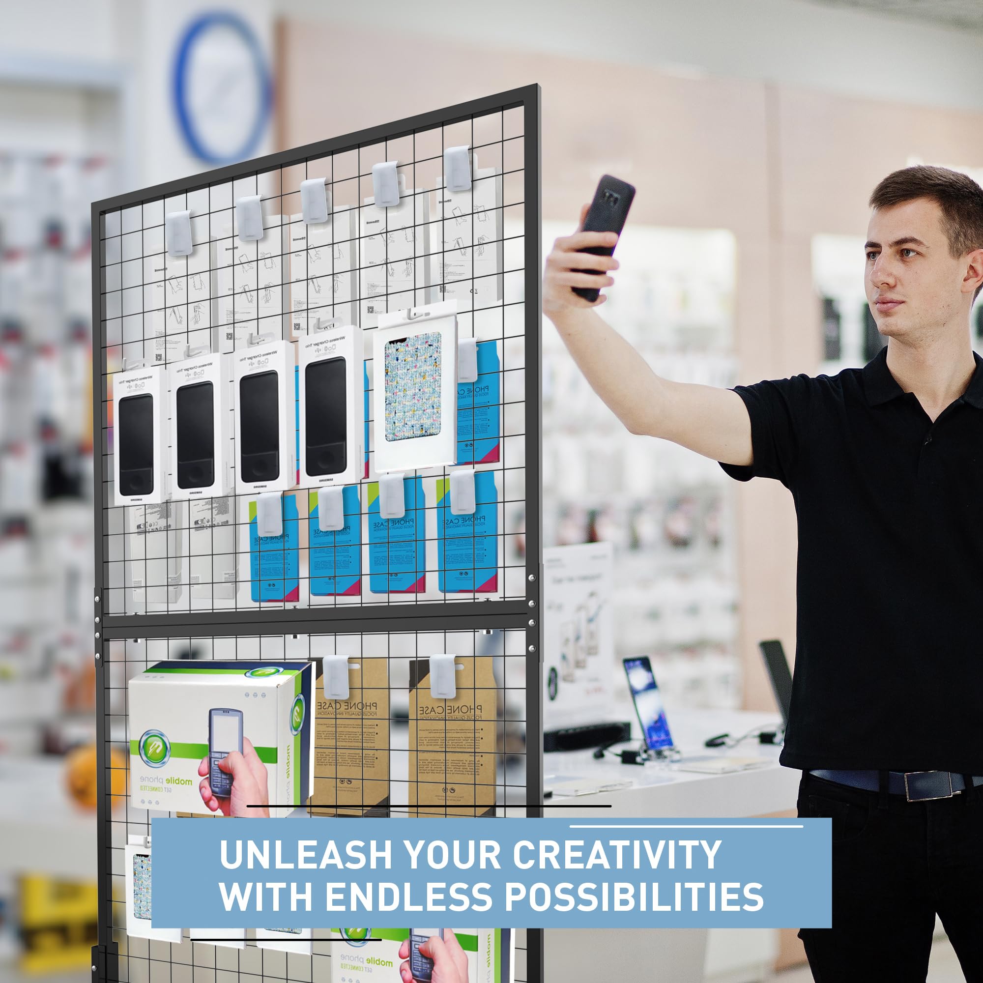 Grid Wall Panels 3 x 6, Grid Wall with Wheels, Retail Display