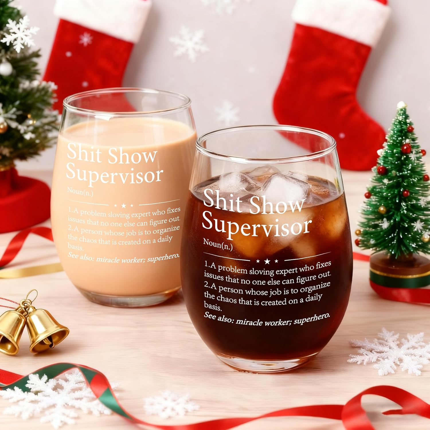 Boss Lady Gifts for Women, Shit Show Supervisor Stemless Wine Glass 17 Oz, Funny Thank You Gift for Supervisor Coworker Boss Lady Manger Director, Boss’s Day Birthday Christmas Gifts for Women - Image 4