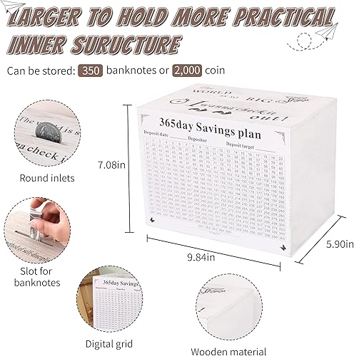 Miniatura 9 de Alcancía para adultos alcancía de dinero Adecuado para viajes de luna de miel fondos universitarios fondos de automóvil Ayuda a presupuestar y