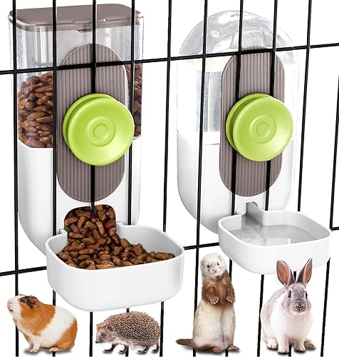 Miniatura 11 de Kenond Dispensador Automático Colgante de Comida y Agua para Mascotas de 35 oz, Conjunto de Comedero y Bebedero Automático por Gravedad