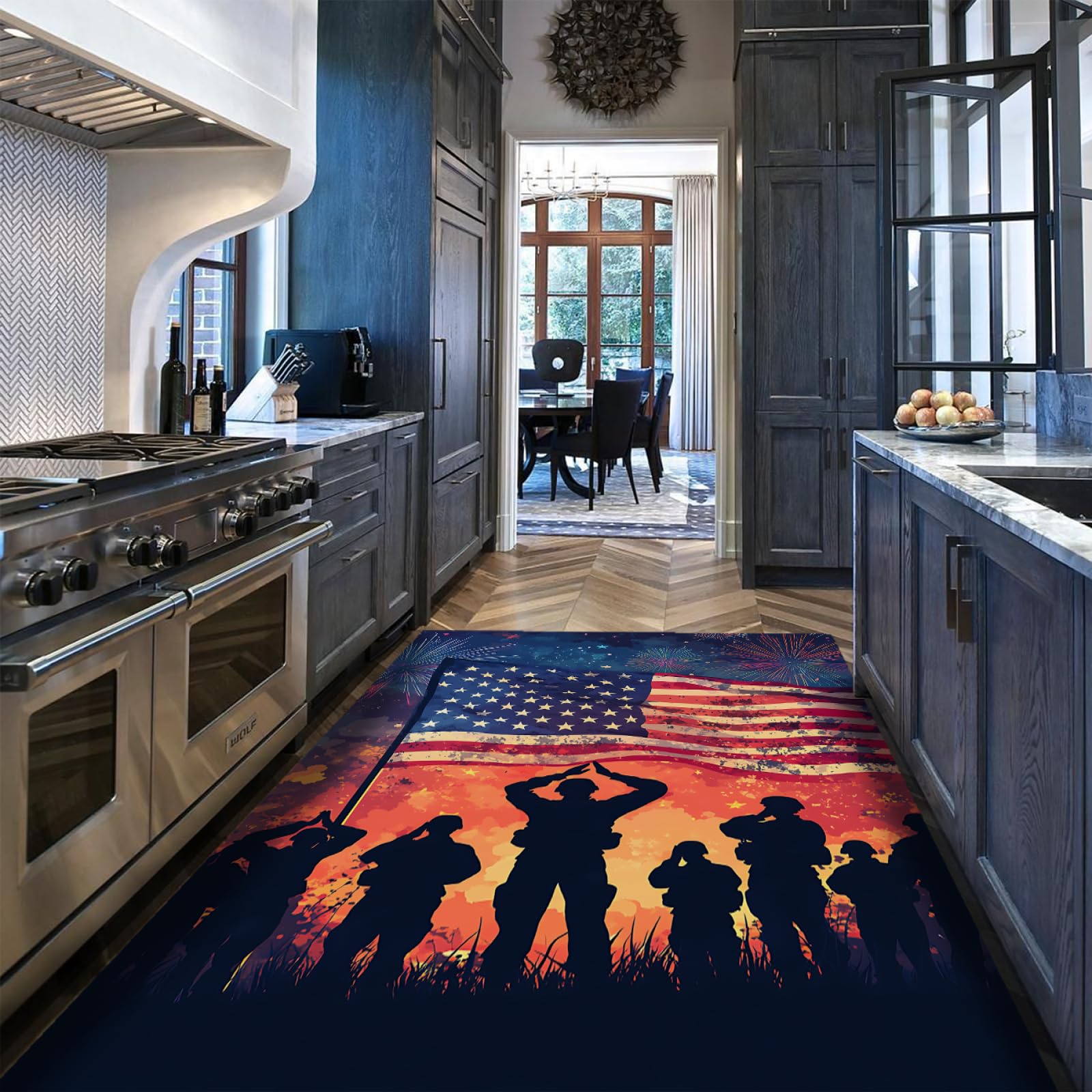 Tapis drapeau américain mince 180x240cm jour indépendance soldat