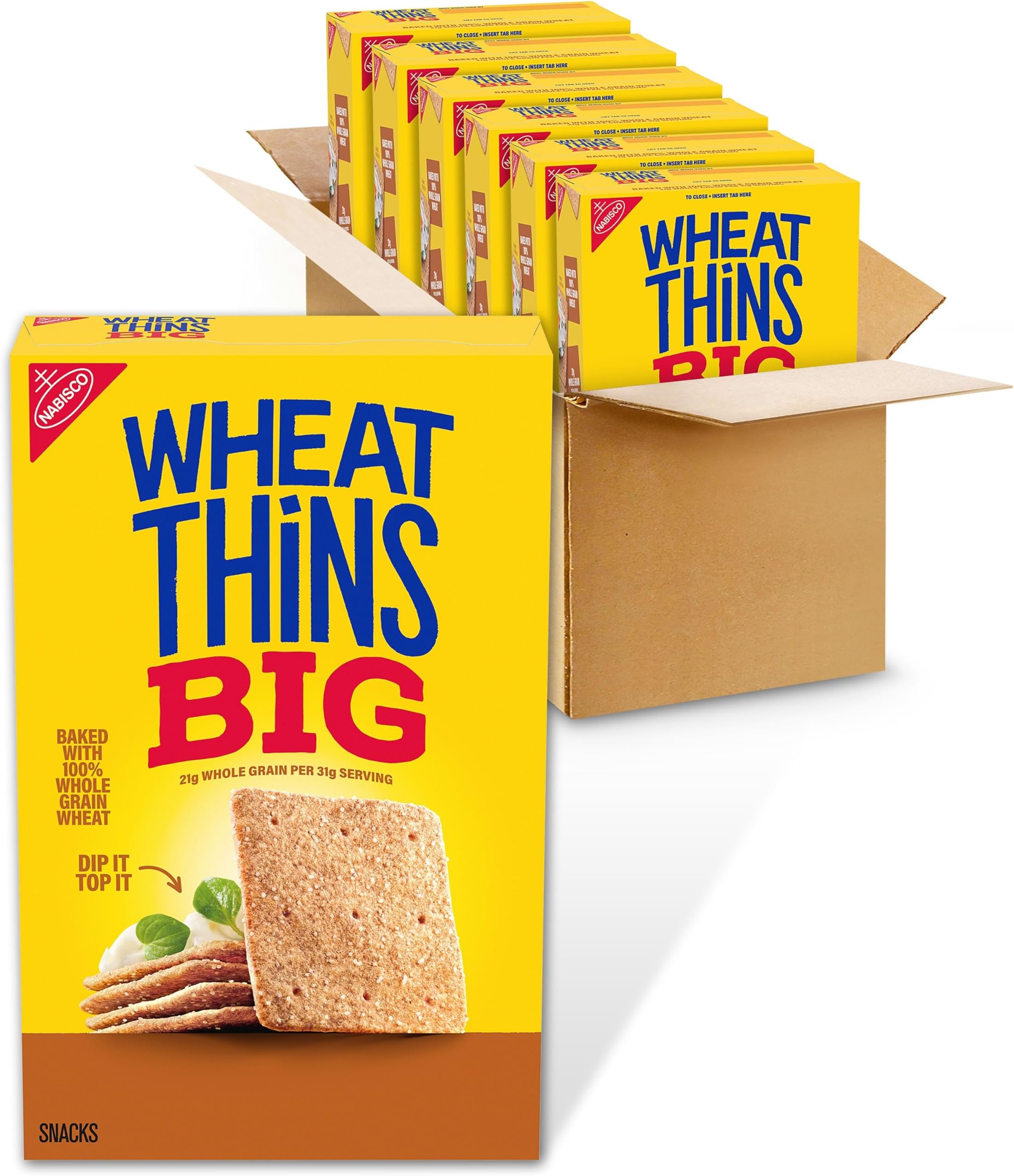 Big Snacks, Whole Grain Wheat Crackers, 6 Boxes | Bulk Snack Crackers, Baked With 100% Whole Grain Wheat, 21g Whole Grain Per 31g Serving