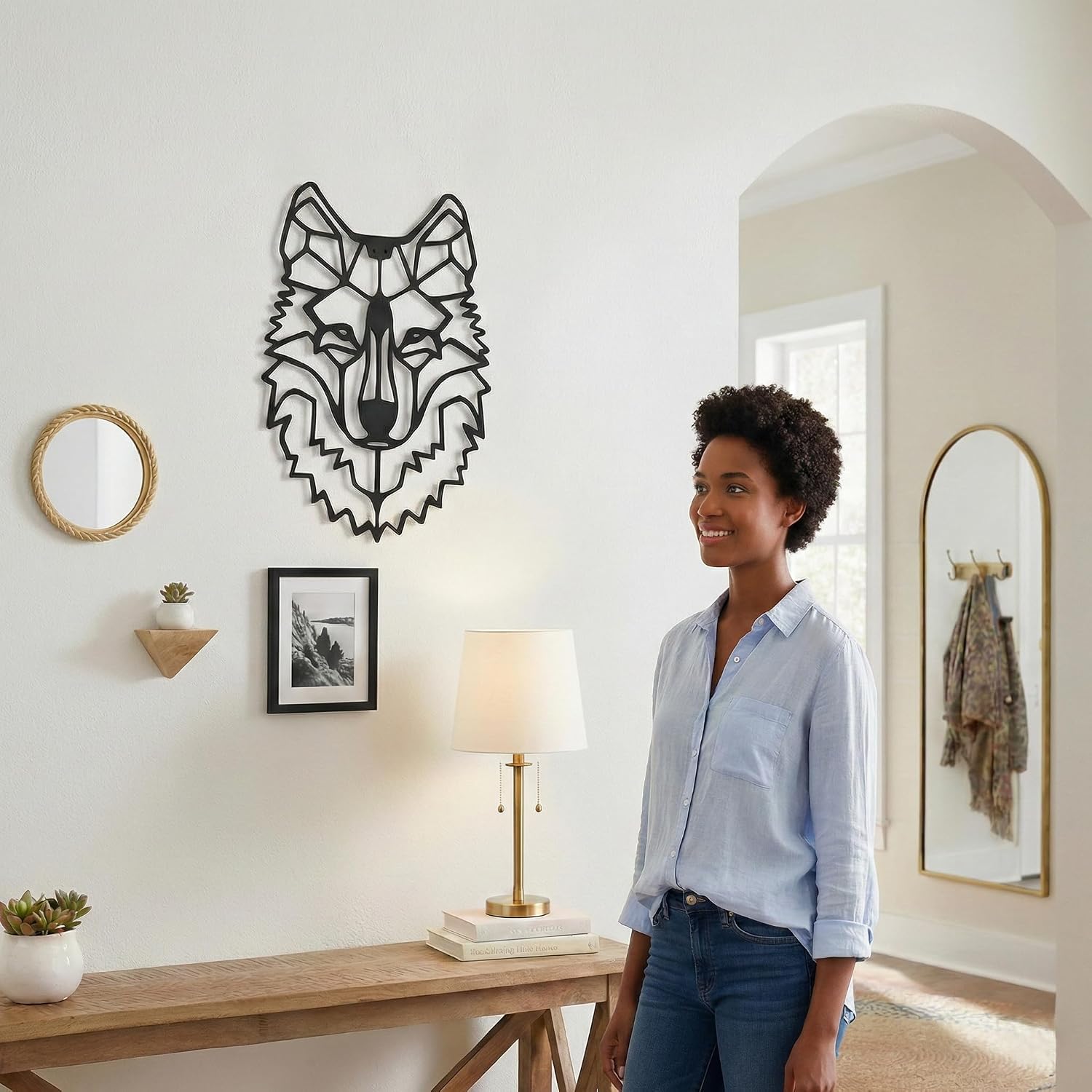 DEKADRON Metal Wall Art - Wolf Head - 3D Wall Silhouette Metal Wall Decor Home Office Decoration Bedroom Living Room Decor Sculpture (13" W x 18" H/33x46cm)