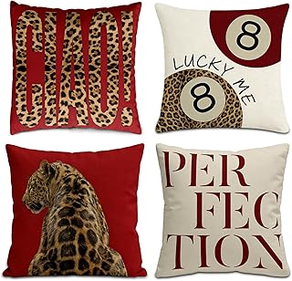 Stockholm Room Decor - Soft Leopard Pillow Covers Set of 4, Cheetah Thro...