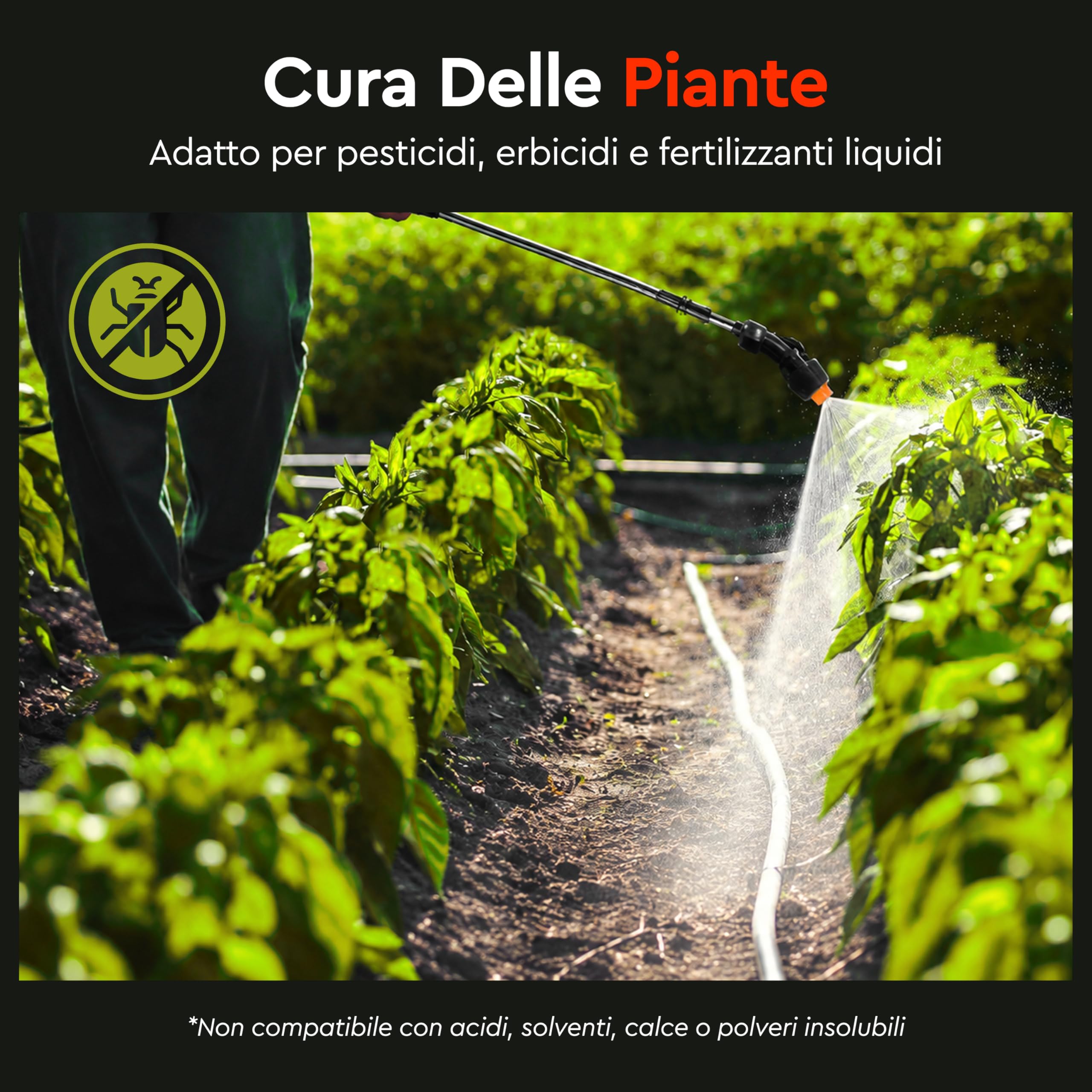 Spruzzatore a Batteria 5L - Pompa Irroratrice a Batteria Ioni di Litio 2,4Ah, USB-C, Lancia Telescopica, 4 Ugelli e Tracolla - Nebulizzatore Giardino per Piante e Giardinaggio di Dnipro-M