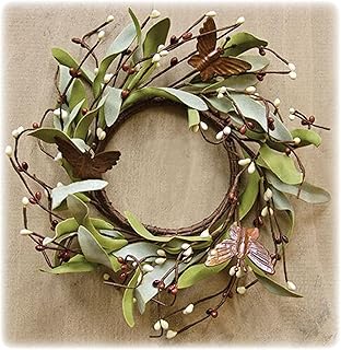 Farmhouse Wall Decor, Pip Berry Wreath Butterfly, Indoor Artificial Twig Ring, Country, Primitive, Farm House Decoration, Accent for Statues, Lanterns, Candle Holders, Doors, Windows, Centerpieces