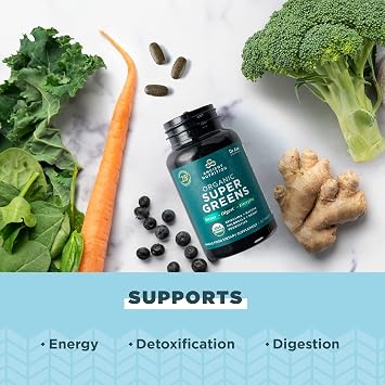Ancient Nutrition Organic Super Greens Capsules, Probiotics, Spirulina