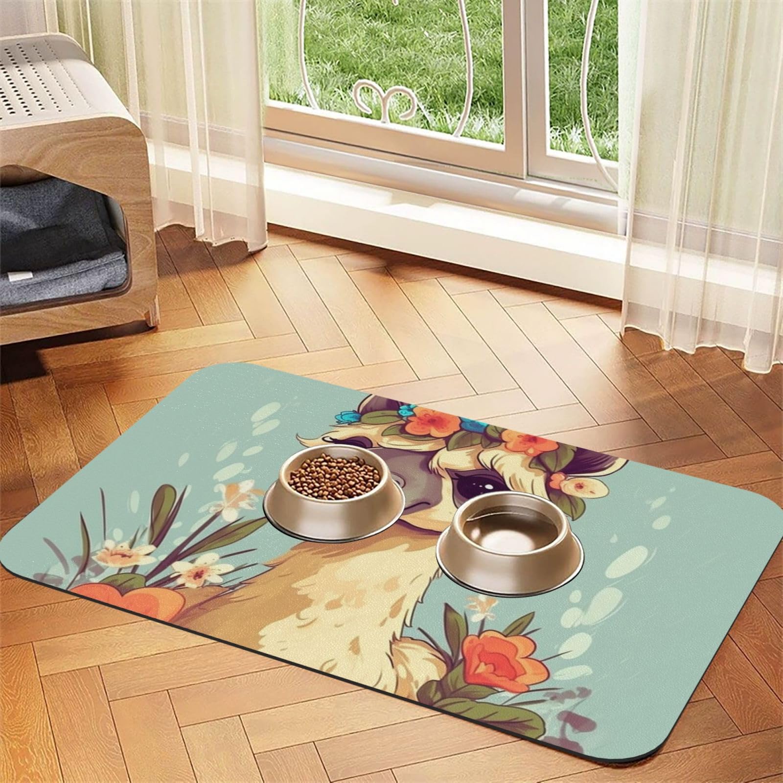 Tapis de nourriture pour chien antidérapant évite les sols mouillés