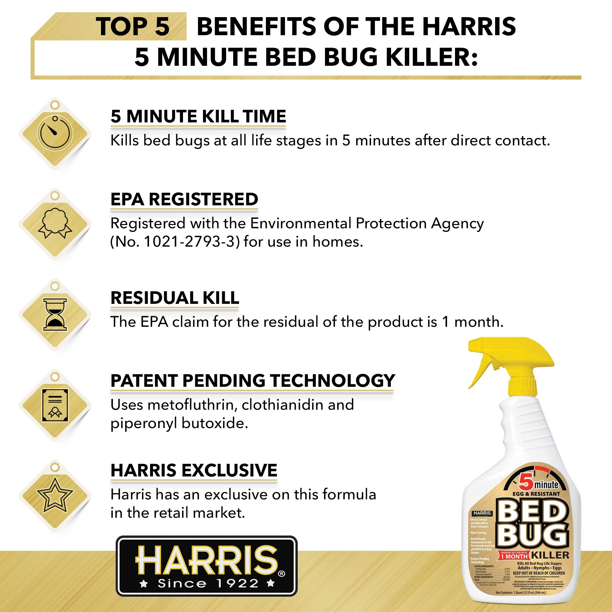 Amazon.com : Harris 5 min Bed Bug Killer, Odorless & Non ...