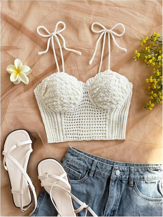 Open-knit crochet two-piece set summer fashion trends