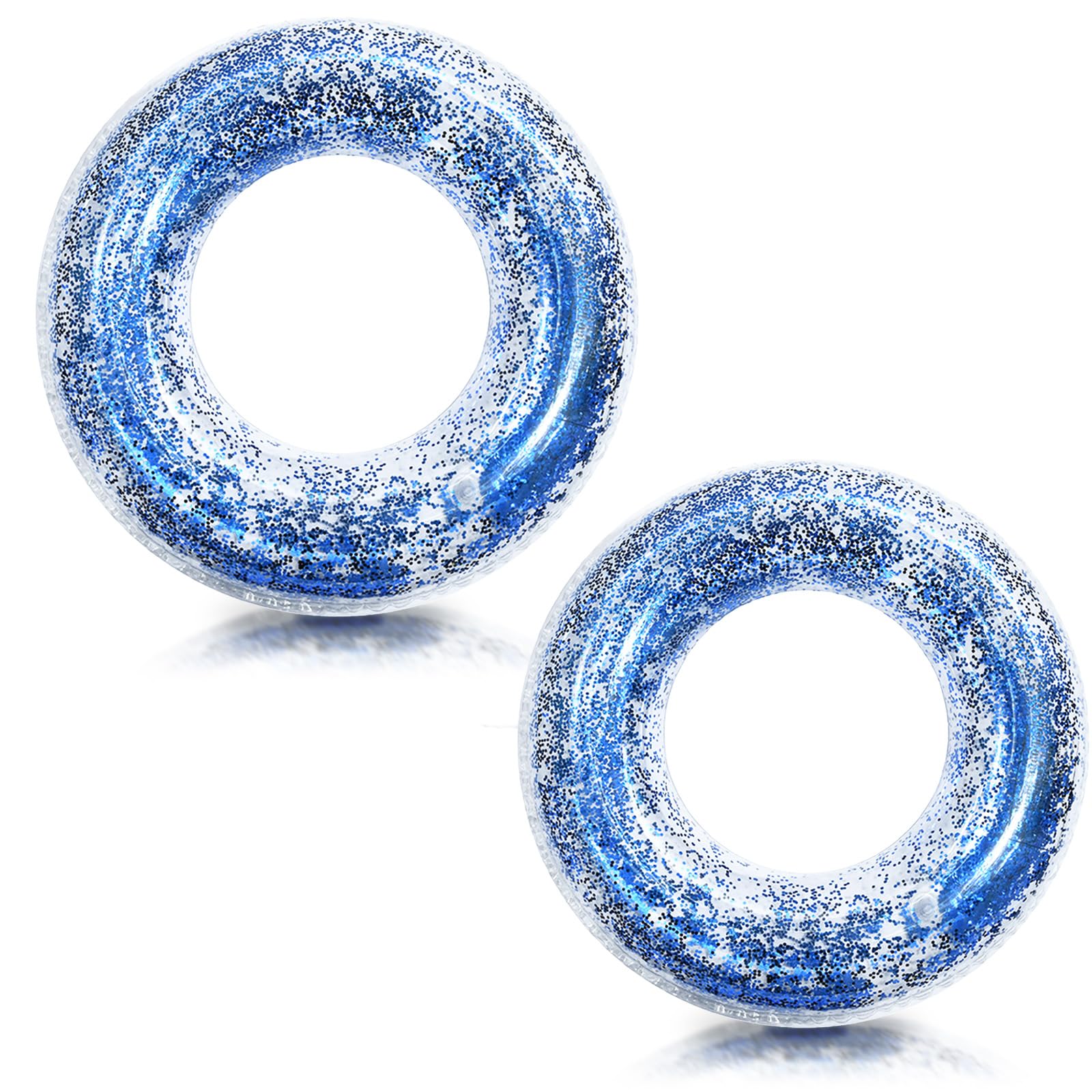 2Pcs Inflatable Rings for Pool Kids, Inflatables Pool Floats Blue Sequins, 70cm Rubber Rings for Kid 6-12 Year,PVC Swimming Rings,Floaties Ring Toy Water Float for Summer Pools Beach Party Water Sport