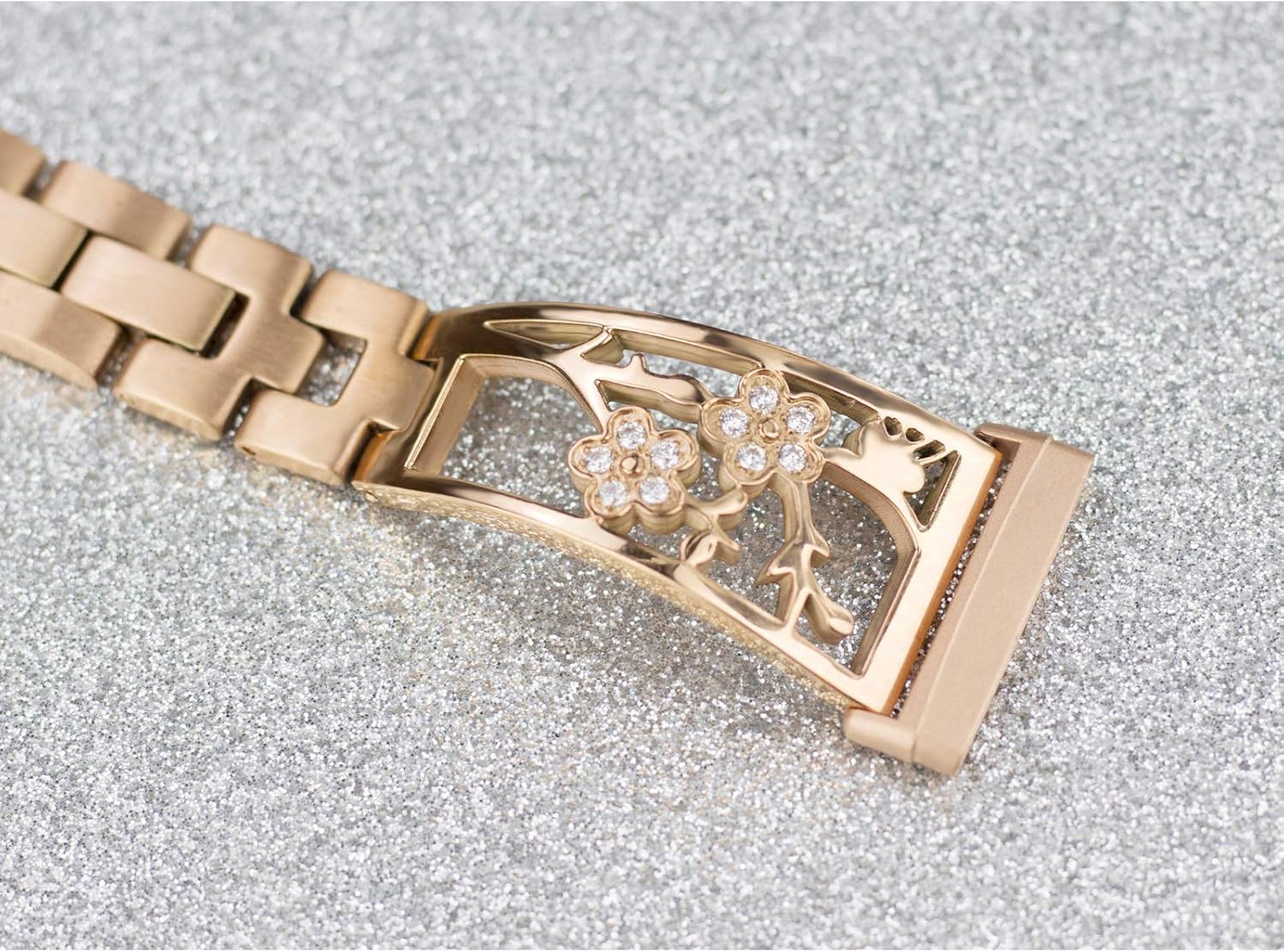 Stainless Steel Bracelet Compatible with Fitbit Sense 2/Sense/Versa 4/Versa 3, Women Bling Replacement Bands Dressy Luxurious Wristbands for Ladies