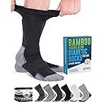 Doctor\'s Select Diabetic Socks for Men - 6 Pairs Crew Mens Diabetic Socks | Diabetic Neuropathy Socks for Men | Black, White, Grey, Dark Grey, Light Brown, Brown