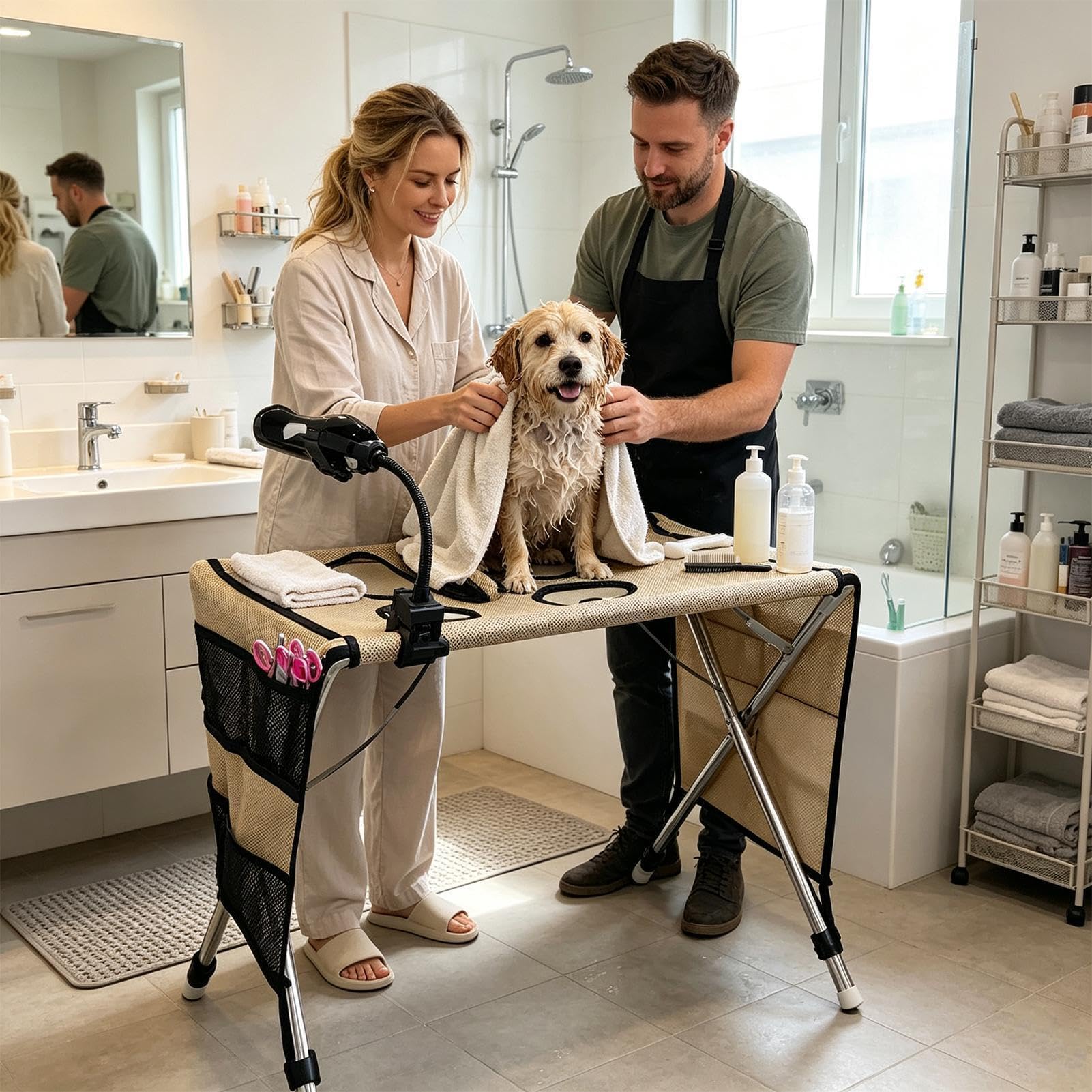Tavolo Toelettatura Cani E Gatti Lettino Da Bagno Pieghevole In Rete | Amaca per Toelettatura Cani Taglio Unghie, Lavaggio, Pulizia Orecchie, , Cucciolo, Gatto, Cura