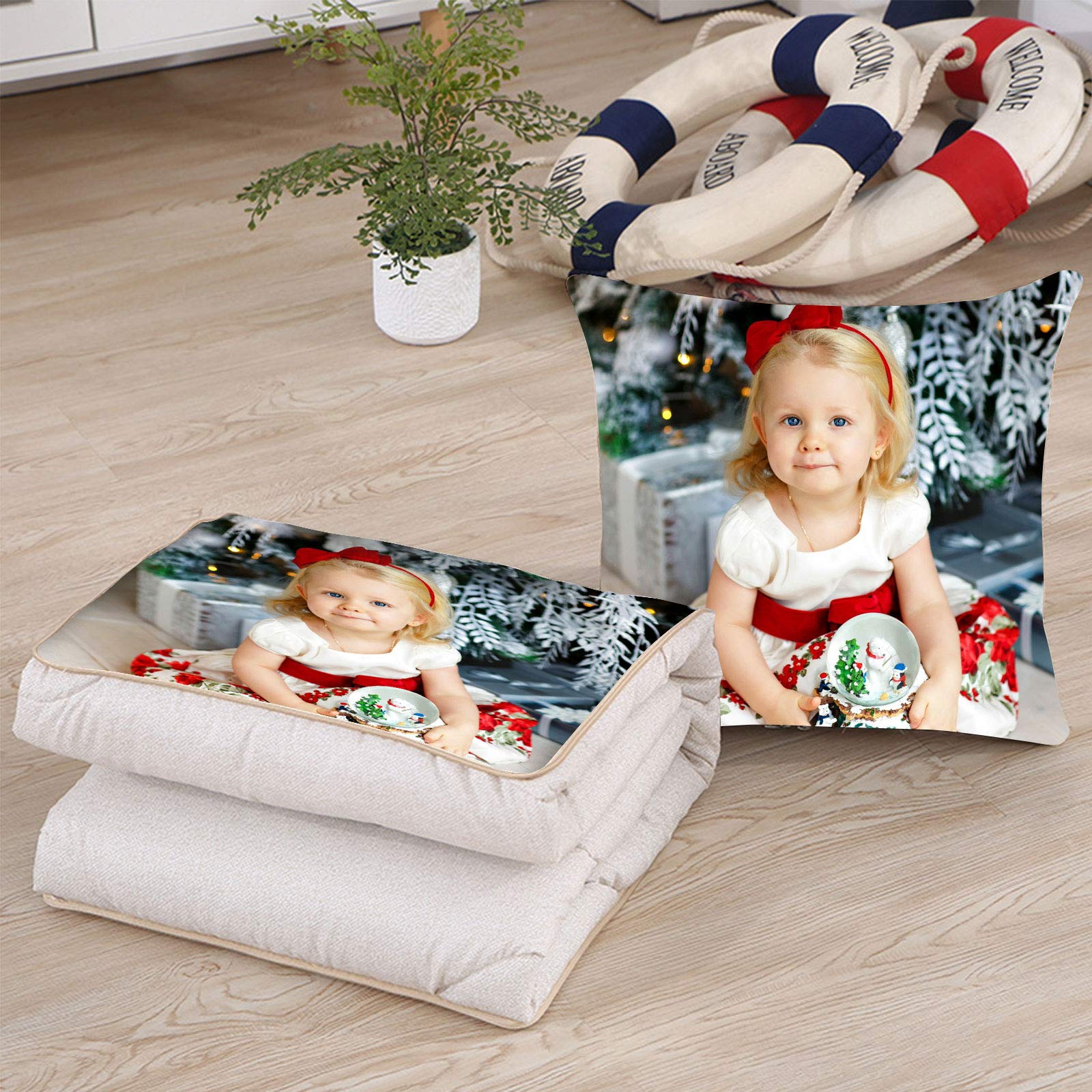 Quillow - Cuscino Che Si Trasforma In Coperta Di Pile - Cuscino Con Motivo Floreale Toni Del Rosa Antico