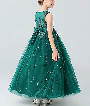 Amazon | [Weileenice] グリーン 子供ドレス 130 女の子 ロング