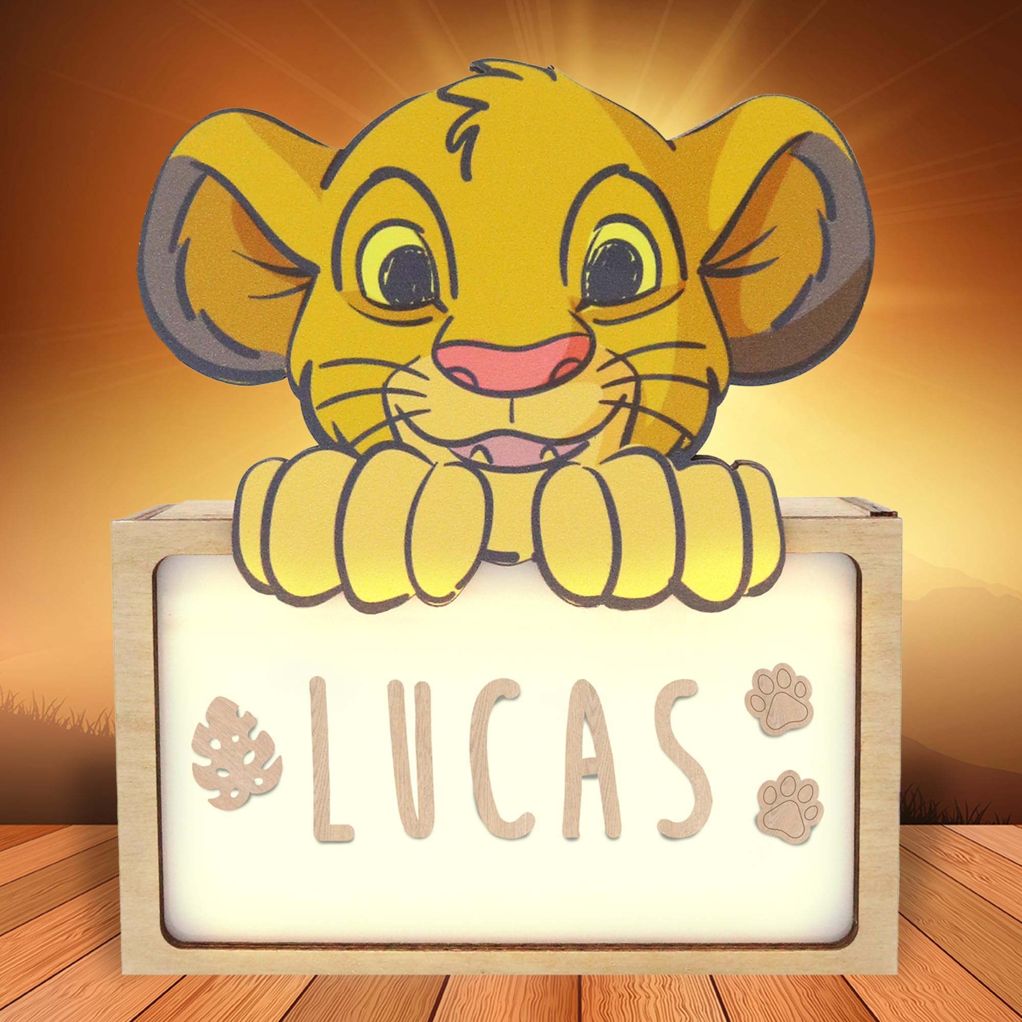 WONDEE Disney Lampada Re Leone Simba Bambini Personalizzata Con Nome - Lampada Luce Notturna Bambini Simba, Regali Neonato e Regalo Battesimo Bimbo e Bimba, Disney idee Regalo Re Leone