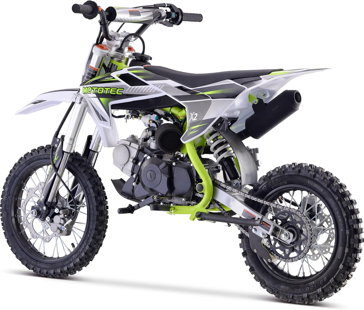 MotoTec X2 110cc 4-Stroke Gas Dirt Bike Green, 61x28x40, (MT-DB-X2-110cc_Green)