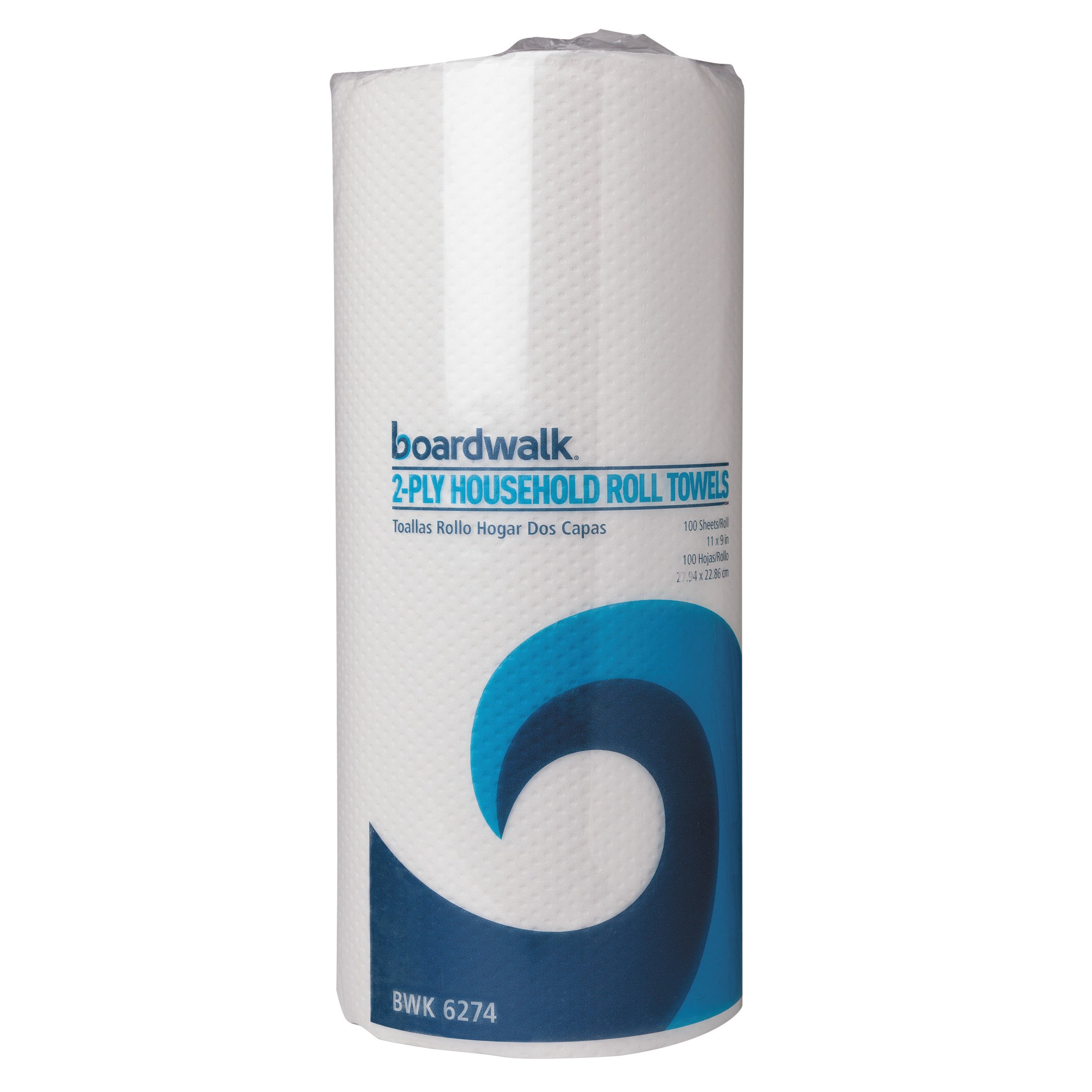 Boardwalk BWK6274 6274 Perforated Paper Towel Rolls, 2-Ply, 11 x 9, White, 100 Sheets Per Roll (Case of 30 Rolls)