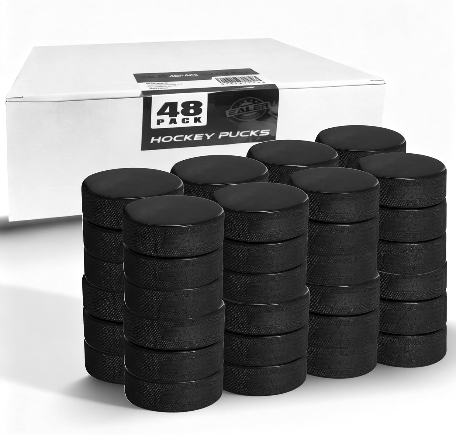 EALER Ice Hockey Pucks – Official Regulation 3″ Diameter × 1″ Thick, Junior Lightweight, Senior & Heavyweight Training Pucks for Practice & Classic Play
