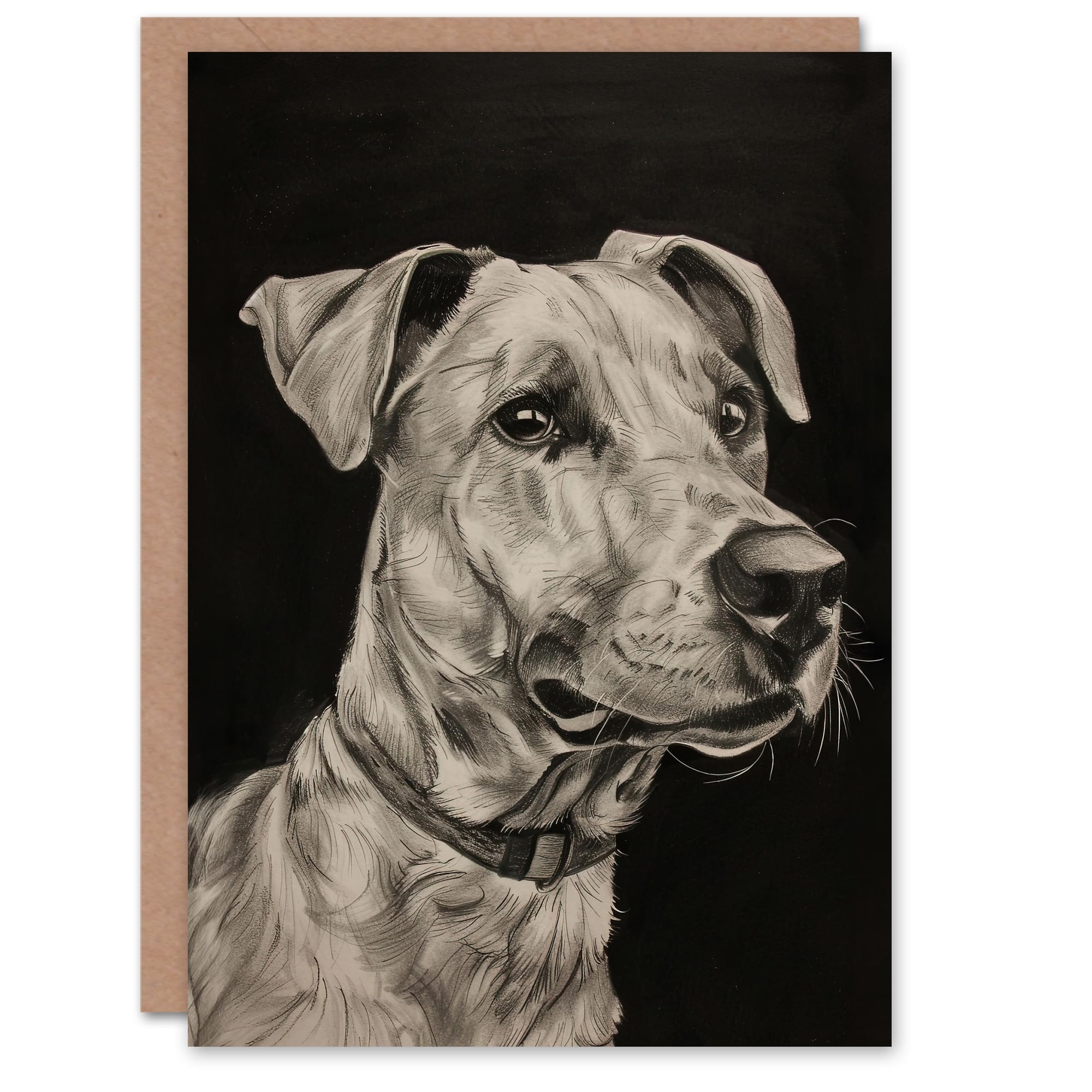 Artery8 Greeting Card - Dog Lover Portrait - Birthday Art Card - Black
