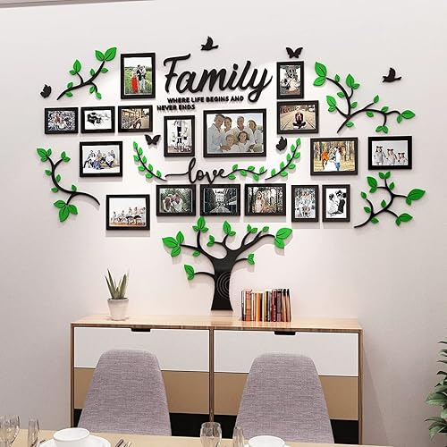 Miniatura 7 de Decoración de pared DIY para sala de estar, árbol genealógico, calcomanía de decoración de pared 3D, collage de marcos de fotos, decoración de pared