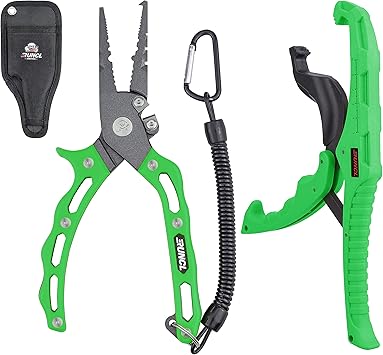 Amazon ランケル Runcl フィッシングプライヤー 釣りペンチ 防錆 釣りプライヤー フィッシュグリップ セット 多機能 針はずし フック外し ラインカッター 安全ロープ付き 4ステンレス 超硬合金 超軽量 片手で開閉可能 Runcl プライヤー フックリリーサー