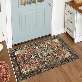 Moynesa Washable Vintage Bathroom Rug, Small Area Rug 2x3 Entryway Rug I...