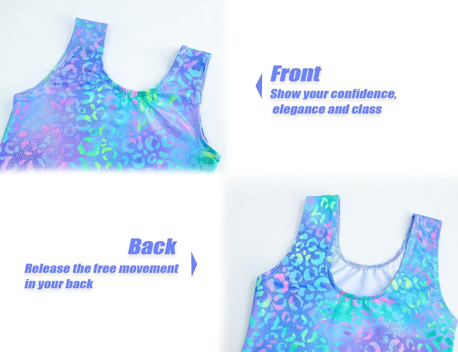 Gymnastics Leotards for Girls - 2 Piece Shiny Sleeveless Outfit with Gym Shorts for Little Kids (4-12 Years) - Image 4