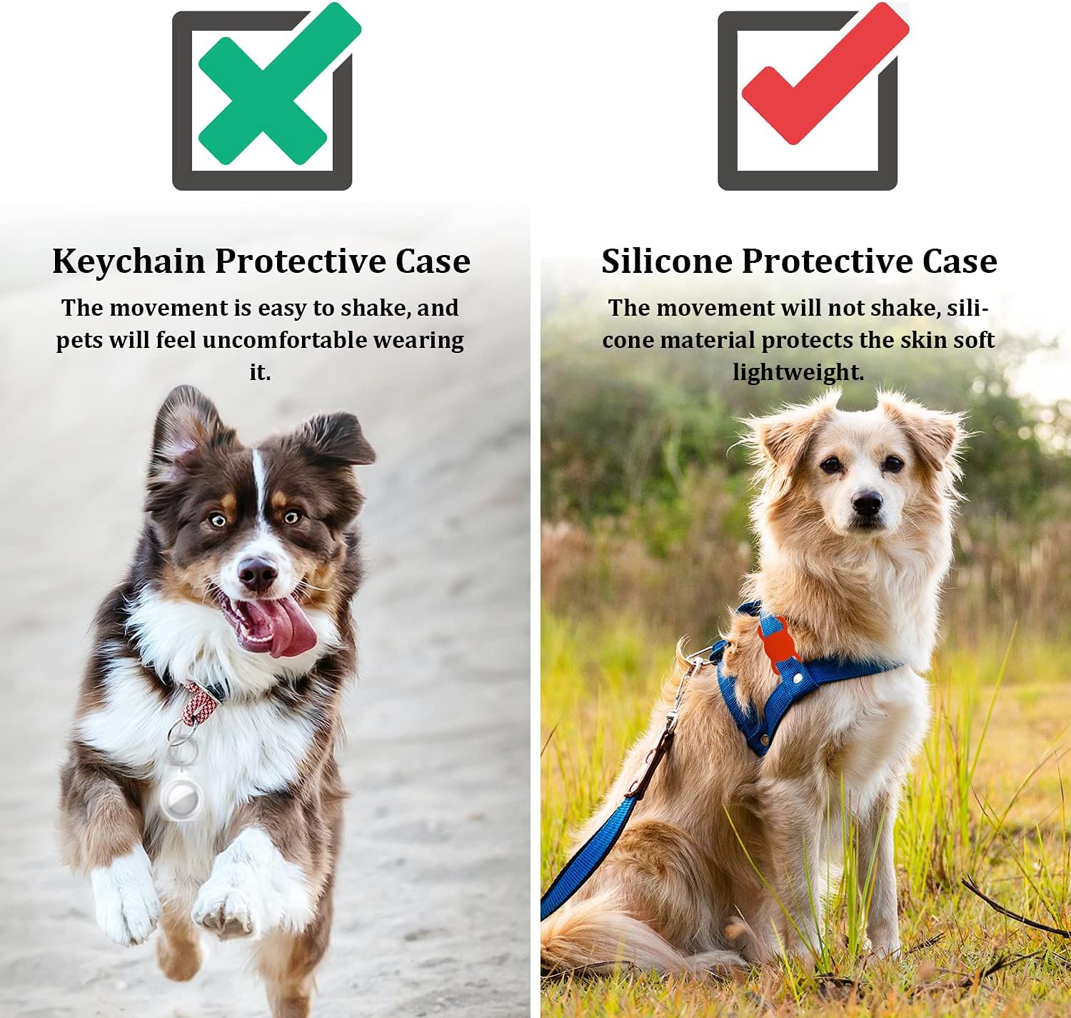 Protective Case Compatible for Apple AirTag 2021, 1 Pack Soft Silicone Dog Cat Collar Pet Loop Air Tag Holder Accessories, Lightweight Anti-Scratch Anti-Lost Shockproof(Red 1Pack)