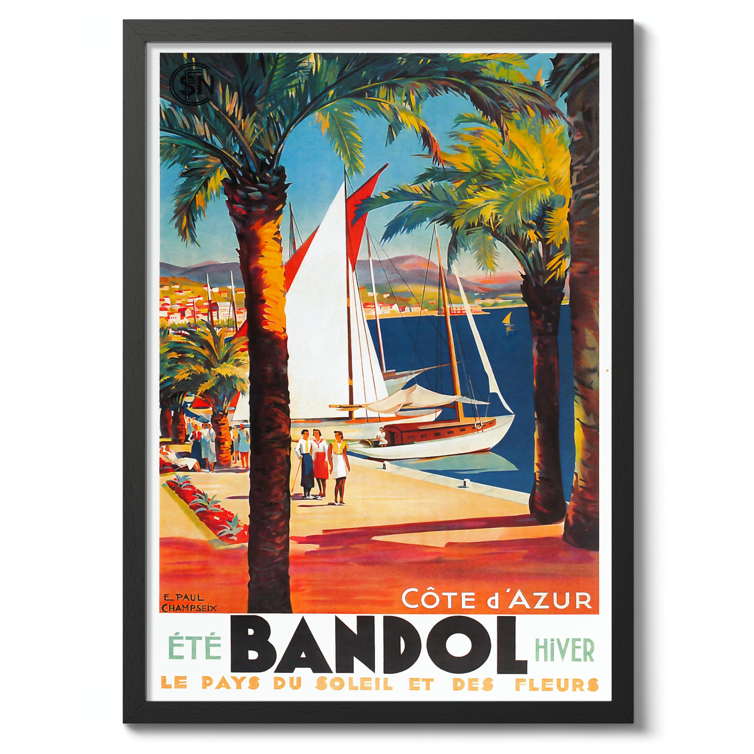 Animato Bandol, France Vintage French Travel Poster, Retro France Tourism Print, Holiday Home Decoration Wall Art, A2 (Print Only) - 59.4x42cm