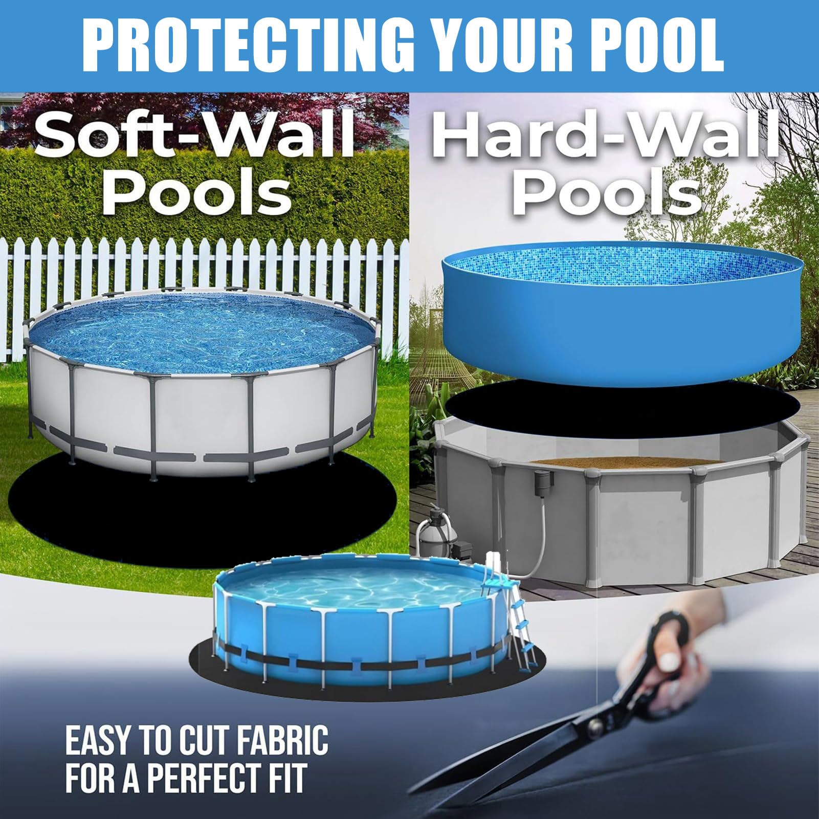 Tapis de Sol Piscine,Tapis de Revêtement de Sol de Piscine, Tapis Piscine Hors Sol, Installation Facile, Découpe Simple, Protection pour Éviter Les Perforations des Objets (5.5m/18ft)
