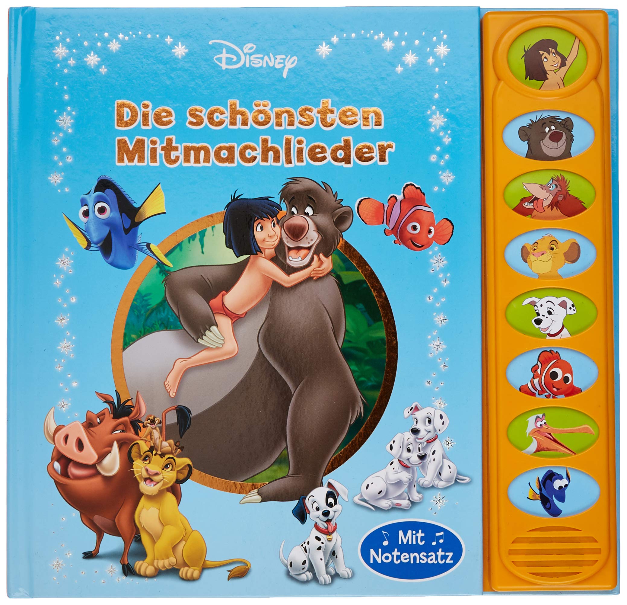 Disney - Die schönsten Mitmachlieder - 8-Button-Soundbuch - interaktives Bilderbuch mit 8 beliebten Kinderliedern zum Mitsingen: Tönendes Buch
