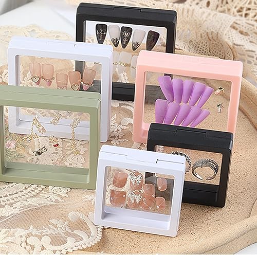 Miniatura 2 de 4 soportes de exhibición de marco flotante 3D transparente, soporte de exhibición para joyas, regalo, caja de almacenamiento de uñas (negro)