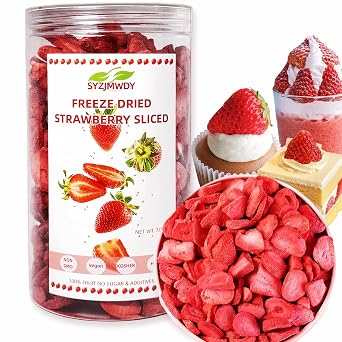 Freeze-Dried Strawberry Slices in Resealable Jar | Pure Fruit with No Added Sugars | Fruit Snack | Shelf-Stable for Outdoor Use, Recipes & Blended Drinks 200 g