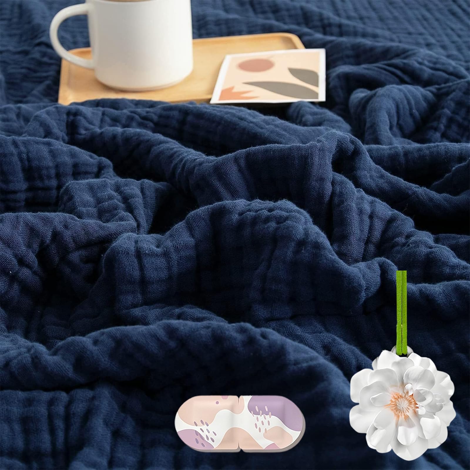 Jmwub 2026 New Soft Muslin Blanket, 100% Natural Cotton Cooling Blanket, 4-Layer Breathable and Lightweight Throws for Sofas Couch Decor, No Sweating on Hot Nights (1PC-E,150 * 200)