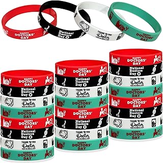 24Pcs Thanks Doctor Rubber Bracelets Happy Doctor’s Party Favors Doctor Party Supplies Silicone Wristbands National Doctors Day Party Gift Bag Fillers Goodie Bag Stuff