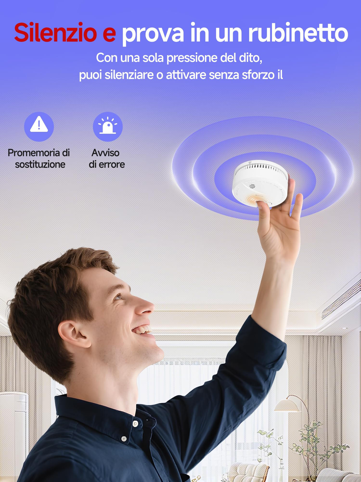 HEIMAN Rilevatore di fumo con 10 anni batteria, VdS, BOSEC, EN14604, allarme antincendio certificato CE, sensore fotoelettrico con allarme fumo di controllo automatico (3 Pezzi)