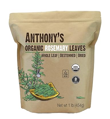 Anthony's Organic Dried Rosemary Leaves, 1 lb, Whole Leaf, Destemmed,