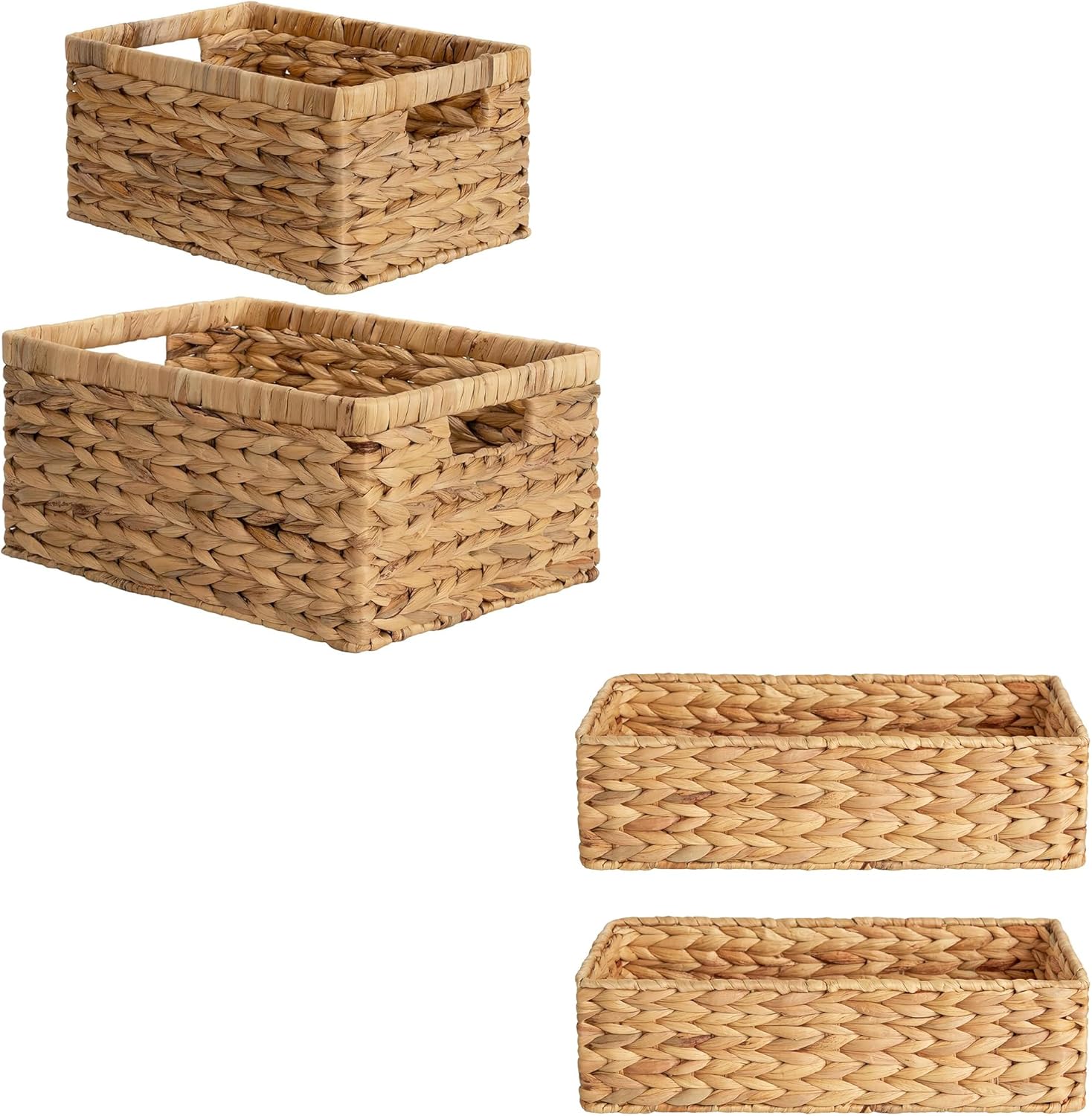 StorageWorks Wicker Storage Baskets, Handwoven Water Hyacinth Basket for Organizing, StorageWorks Toilet Tank Basket for Bathroom