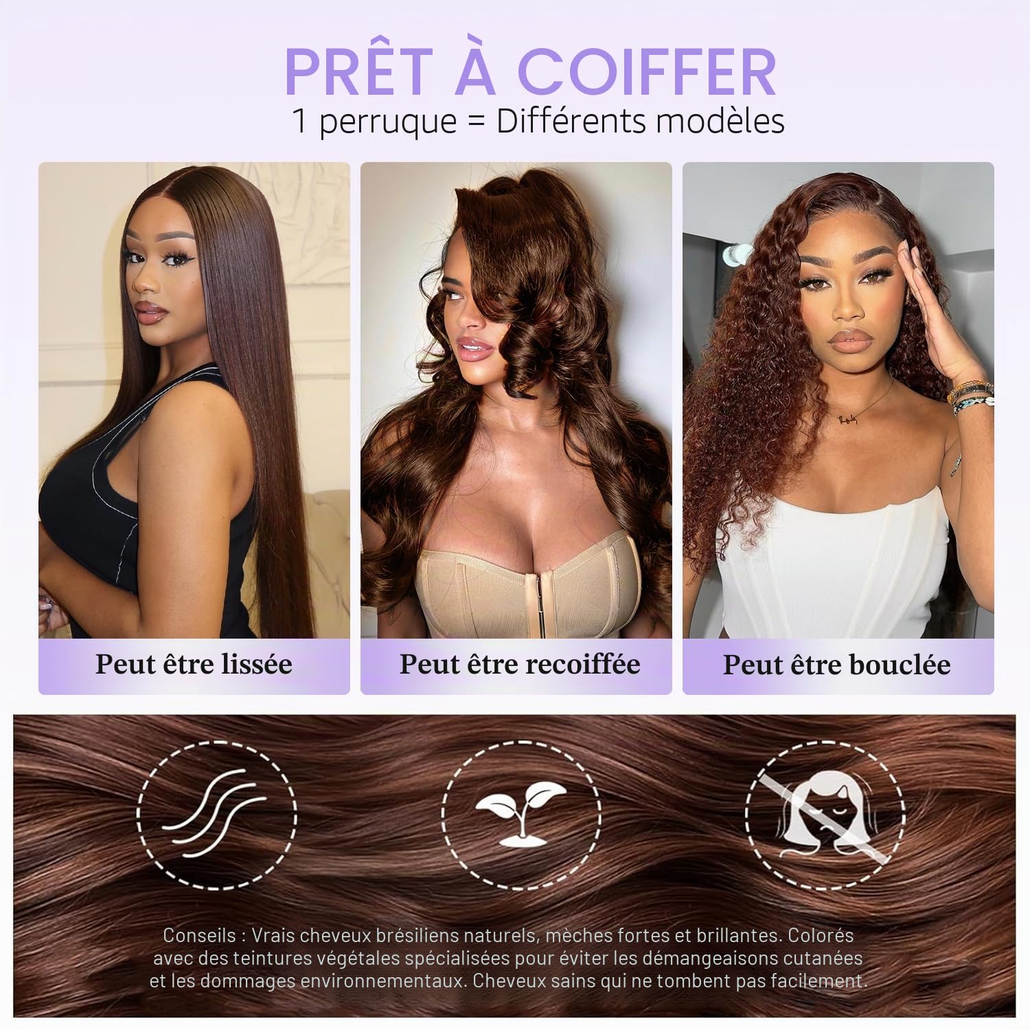 RXY Perruque Femme Naturelle Brésilien 13x4 Body Wave Brun Clair #4 Perruque Cheveux Humain 180 Density Human Hair Wig HD Lace Front Wig Peruque Naturel Humaine Light Brown 16 Pouces(41cm)