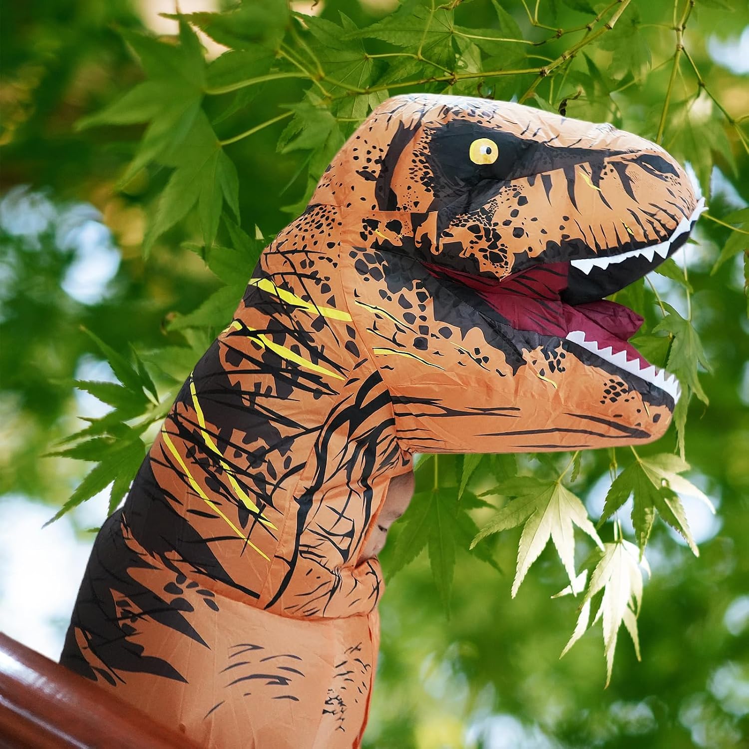 SecretCastle Brown Inflatable Dinosaur Costume Adult Dinosaur Suit Blow up T-rex Dino Costume For Halloween Cosplay Party (Adult)