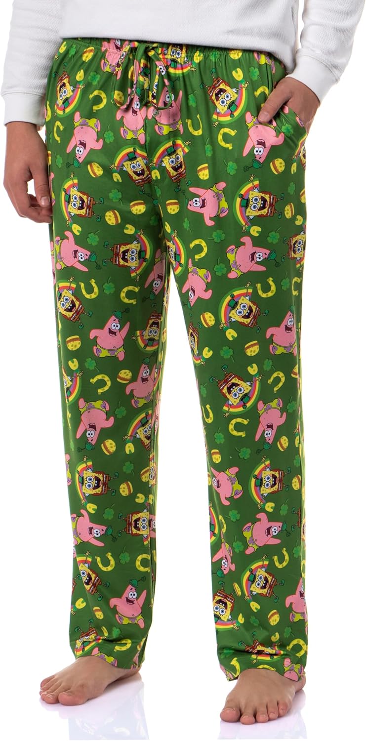 SpongeBob SquarePants Men's Saint Patrick's Day Tossed Print Sleep Pajama Pants For Adults