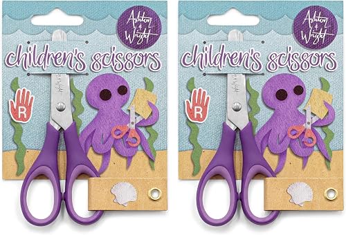 Ashton and Wright - Tijeras de agarre suave para niños de 12 cm (Pack of 2, Purple)