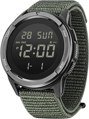 CakCity Digital Watch Military Watches for Men Black Tactical Sports Waterproof Mens Womens Wrist Watch with LED Backlight Nylon Band Stopwatch,Green