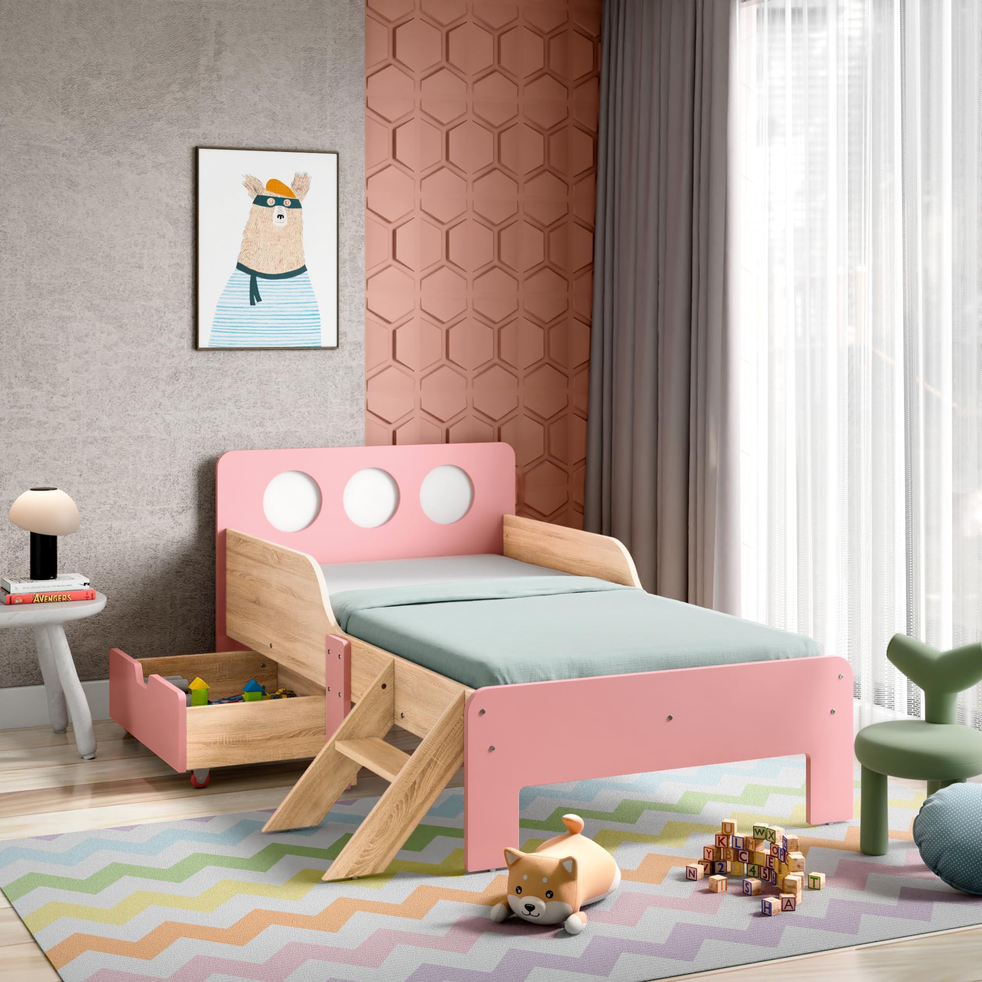 Alex Daisy Texas Kids Bed with Drawer 1-7 Yrs.(Pink)-image-19