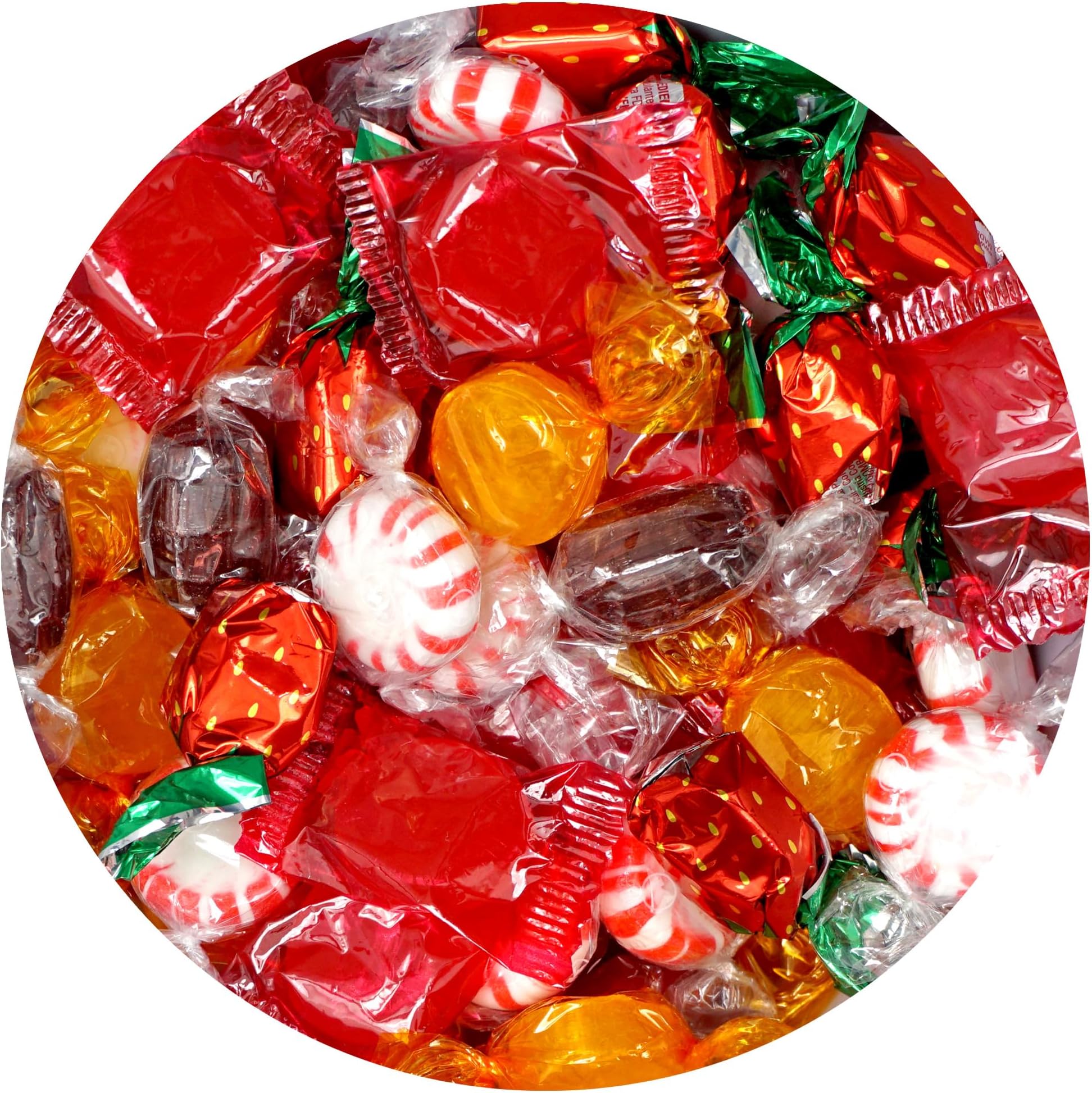 Old Fashioned Hard Candy Assortment, 1 Pound Bulk Candy (Approx. 75 pcs.), Butterscotch, Root Beer Barrels, Strawberry Filled Bon Bons, Cinnamon Discs, Starlight Peppermints